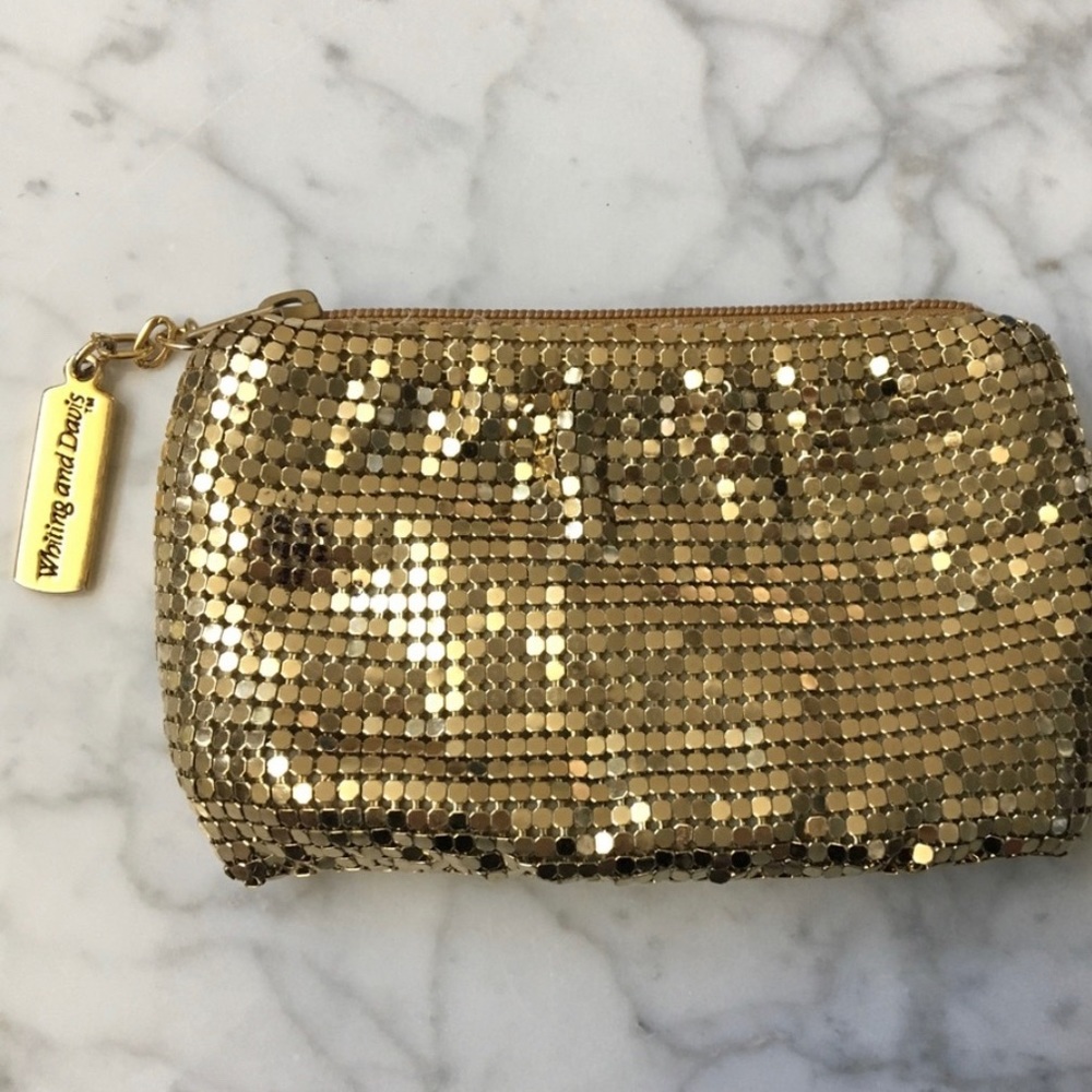 WHITING & DAVIS Gold Shirred Coin Purse